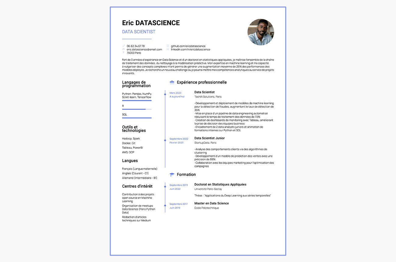 exemple de cv de data scientist